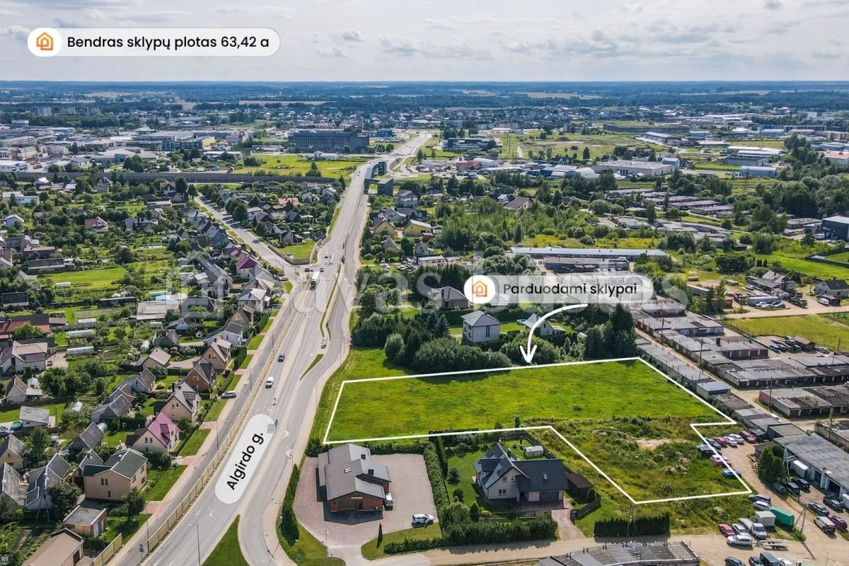 Parduodami 63,42 arų komercinės paskirties sklypai Mažeikiuose, Algirdo g.